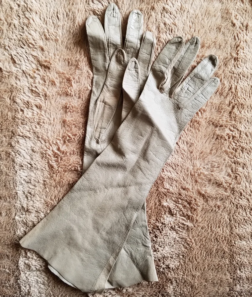 Vintage kid leather formal gloves taupe